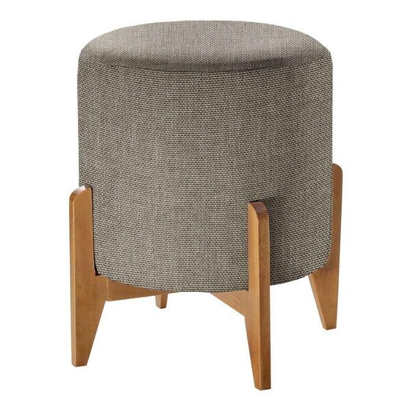 Puff Em Linho Redondo Otavio Linho Cinza