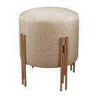 Puff Em Linho Redondo Wise Agarb Decor Linho Bege