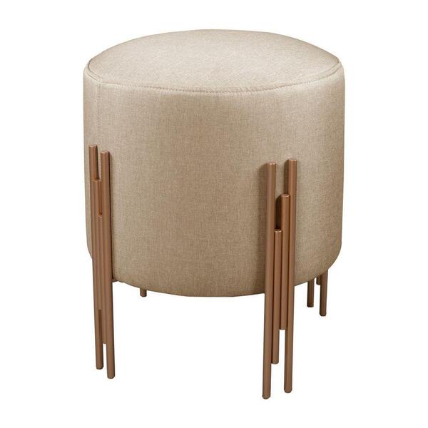 Puff Em Linho Redondo Wise Agarb Decor Linho Bege