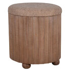 Puff Em Madeira E Tecido Marrom 50cm Bo0040 Btc