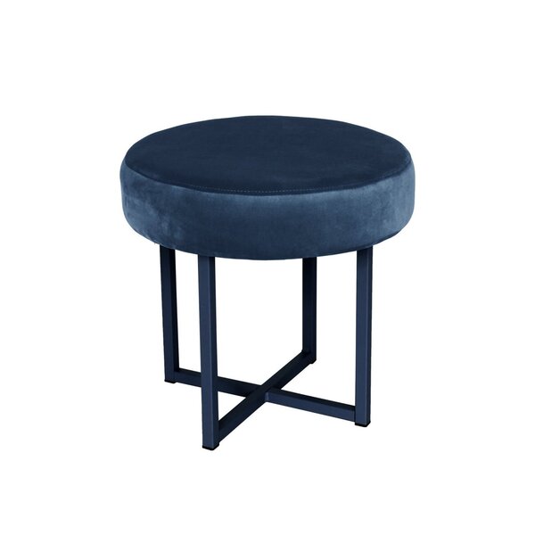 Puff Em Veludo 45cm X 40cm X 38cm Round Azul