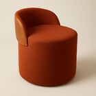 Puff Encosto Corino Redondo Suede Sala Penteadeira Quarto Ter