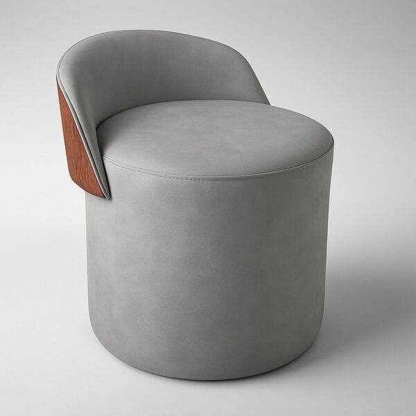 Puff Encosto Corino Suede Redondo Confortável Sala Moderno Ci