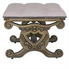 Puff Eros Capitonê Com Tachas Dourado Envelhecido E Veludo Ro