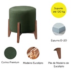 Puff Estofado Decorativo Para Sala Redondo Eloá Corino Verde