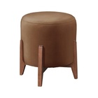 Puff Estofado Decorativo Para Sala Redondo Londres Corino Cap