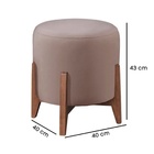 Puff Estofado Decorativo Para Sala Redondo Londres Veludo Rosé