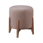 Puff Estofado Decorativo Para Sala Redondo Londres Veludo Rosé