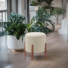 Puff Estofado Decorativo Para Sala Redondo Luxo Londres Linho