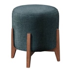 Puff Estofado Decorativo Para Sala Redondo Luxo Thor Linho Az