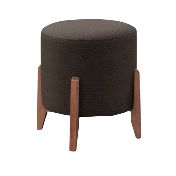 Puff Estofado Decorativo Para Sala Redondo Paris Corino Marrom