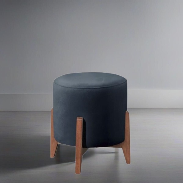 Puff Estofado Decorativo Redondo Sala De Estar Madrid Suede A