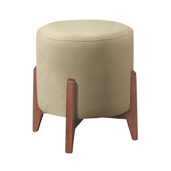 Puff Estofado Decorativo Redondo Sala De Estar Marrocos Suede