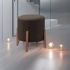 Puff Estofado Decorativo Redondo Sala De Estar Thor Suede Mar