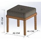 Puff Estofado Pés Em Madeira Maciça Londres Volttoni Nogueira