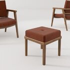 Puff Estofado Pés Em Madeira Maciça Londres Volttoni Nogueira