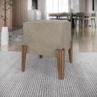 Puff Estofado Tecido Suede Com Pés Em Madeira Maciça