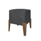 Puff Estofado Tecido Suede Com Pés Em Madeira Maciça