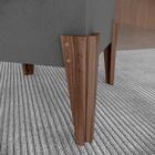 Puff Estofado Tecido Suede Com Pés Em Madeira Maciça