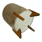 Puff Evo Redondo Peach Veludo Caqui Pequeno 35cm De Diâmetro