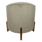 Puff Evo Redondo Peach Veludo Champagne Grande 45cm De Diâmet