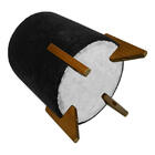 Puff Evo Redondo Peach Veludo Preto Pequeno 35cm De Diâmetro