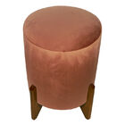 Puff Evo Redondo Peach Veludo Rosa Pequeno 35cm De Diâmetro