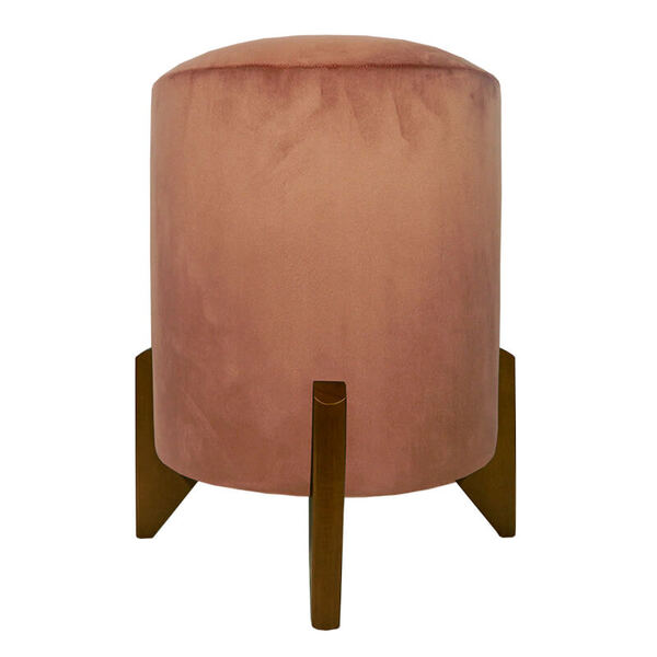 Puff Evo Redondo Peach Veludo Rosa Pequeno 35cm De Diâmetro