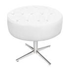 Puff Fernanda Base Giratória De Metal Suede Branco - Amarena