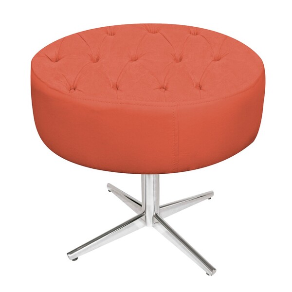 Puff Fernanda Base Giratória De Metal Suede Terracota - Amare