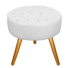 Puff Fernanda Palito Mel Suede Branco - Amarena Móveis
