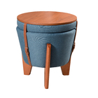 Puff Flex Decorativo Linho  Azul Myhouse