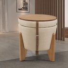 Puff Flex Linho Base Tampo Imbuia Bege Médio