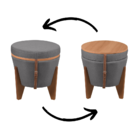 Puff Flex Multifuncional Tampo Amadeirado Linho Chumbo