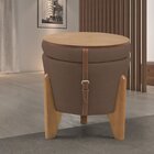 Puff Flex Veludo Base Tampo Imbuia Marrom