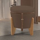 Puff Flex Veludo Base Tampo Imbuia Marrom