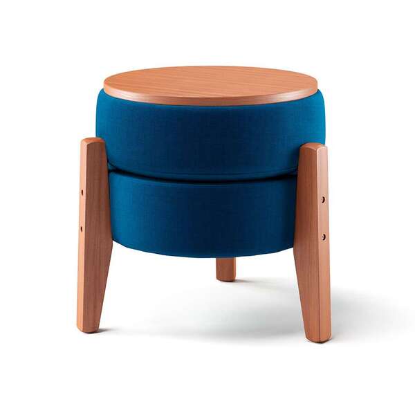 Puff Frapê Linho Azul Marinho 47 Cm