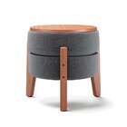 Puff Frapê Linho Grafite 47 Cm