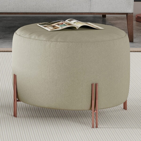 Puff Girassol Cobre/linho Bege - Mais Decor