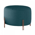 Puff Girassol Cobre/linho Jeans Azul - Mais Decor