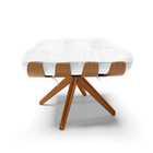 Puff Giratório Costela Corino Branco Base Madeira Ma30 - D'ro