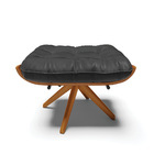 Puff Giratório Costela Corino Preto Base Madeira Ma30 - D'ros