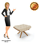 Puff Giratório Costela Linho Areia A27 Base Madeira Ma25 - D'