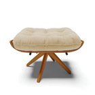 Puff Giratório Costela Linho Areia A27 Base Madeira Ma25 - D'