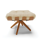 Puff Giratório Costela Linho Areia A27 Base Madeira Ma25 - D'
