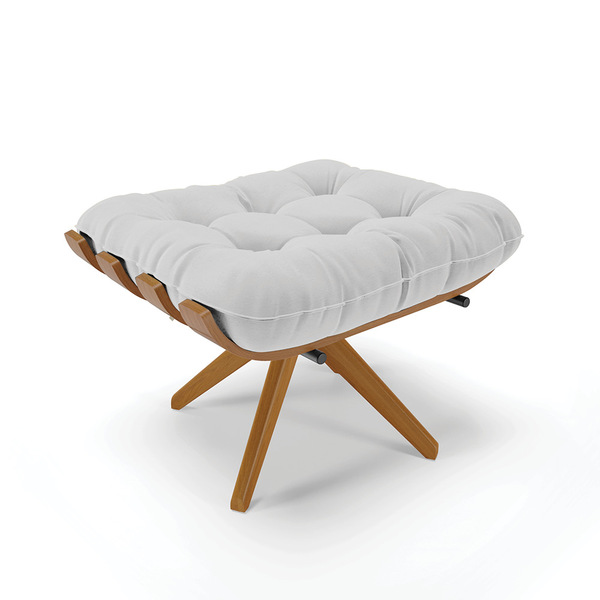Puff Giratório Costela Linho Base Madeira Ma30 - D'rossi - A0