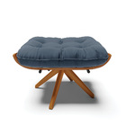 Puff Giratório Costela Suede Azul Marinho Base Madeira Ma30 -