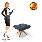 Puff Giratório Costela Suede Azul Marinho Base Madeira Ma30 -