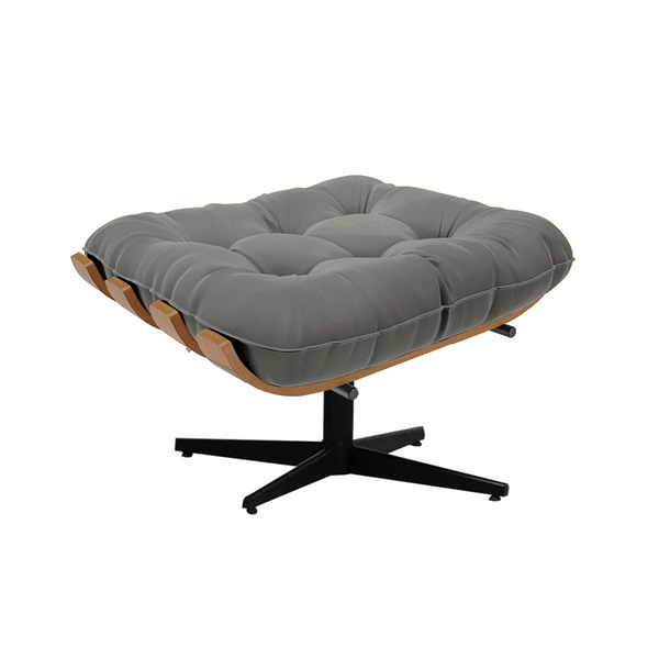 Puff Giratório Costela Suede Base Giratória Preto - D'rossi -