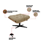 Puff Giratório Costela Suede Base Giratória Preto - D'rossi -